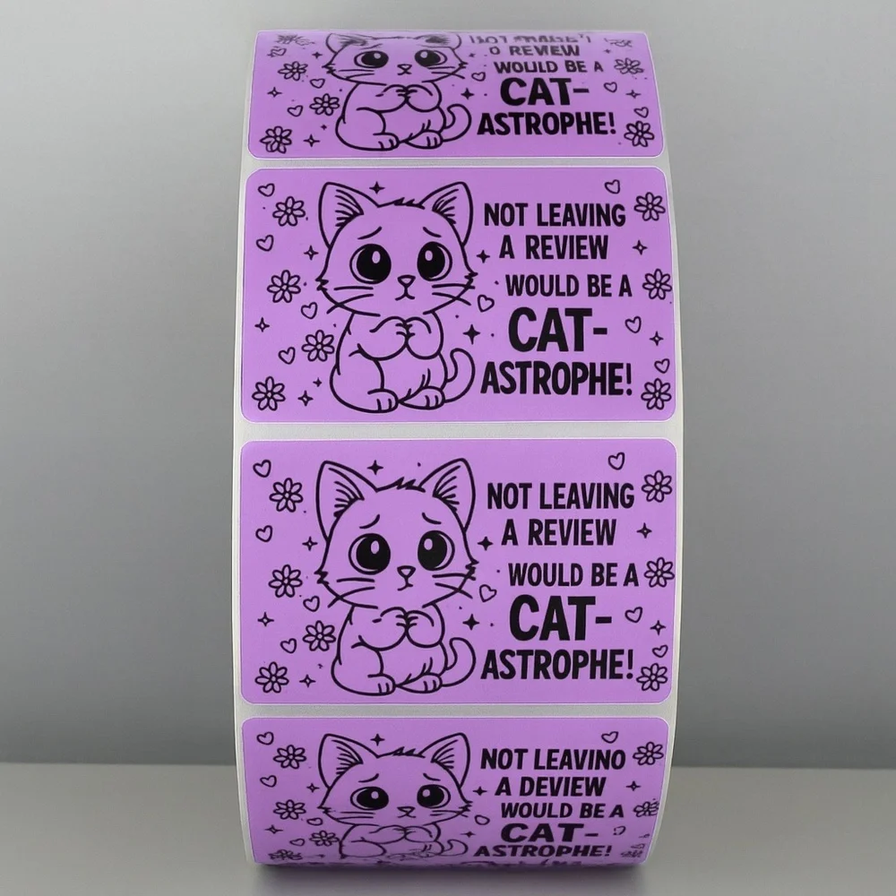 Cat Review Stickers – Cute Not Leaving a Review Would Be a Catastrophe Labels